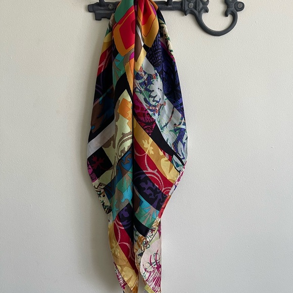 Echo colourful square silk scarf - Picture 5 of 11